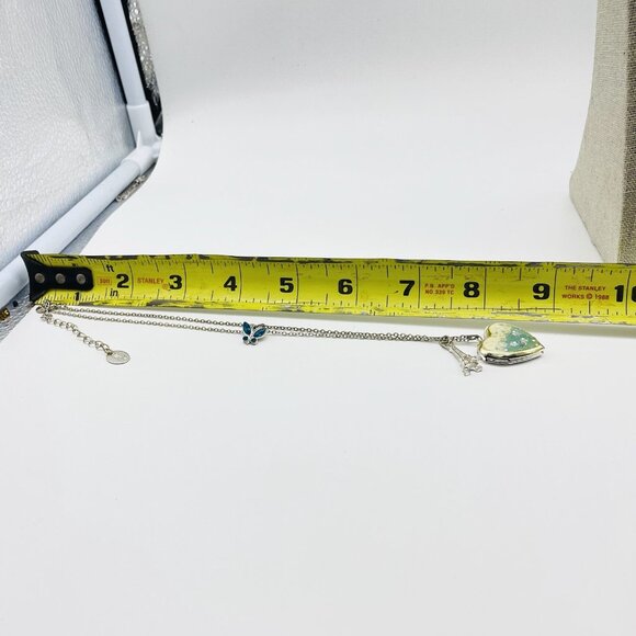 Signed Claire’s Heart Locket Pendant Necklace with Iridescent Eiffel Tower Paris - Picture 2 of 8